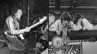 Jimi Hendrix performs in 1967; Jeff Beck pictured with a Gibson Les Paul Standard in 1967.