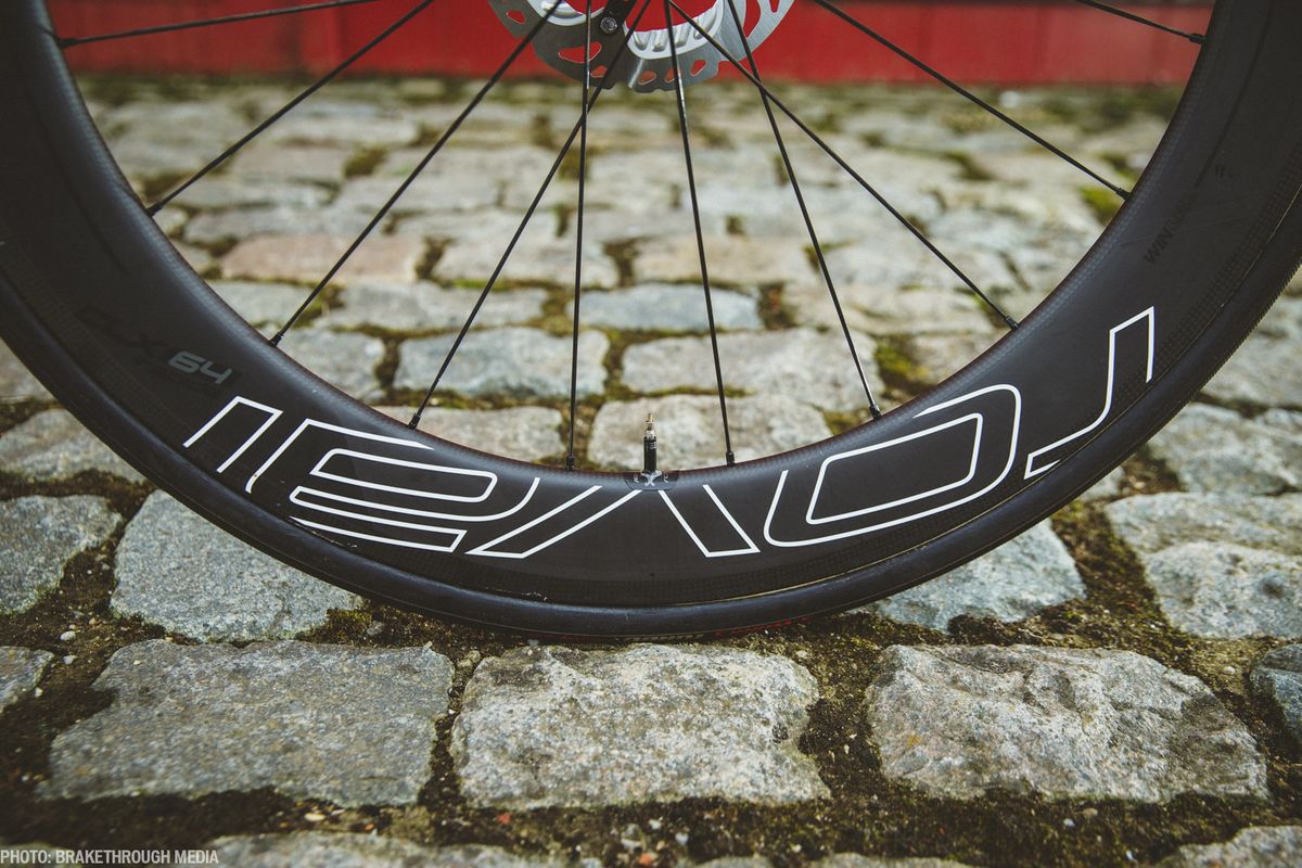 Detail shot from the Roval wheels on Boonen's bike