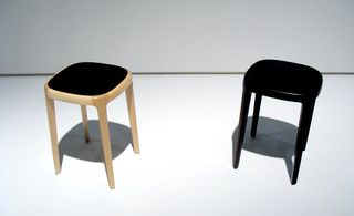 2 small wooden stools