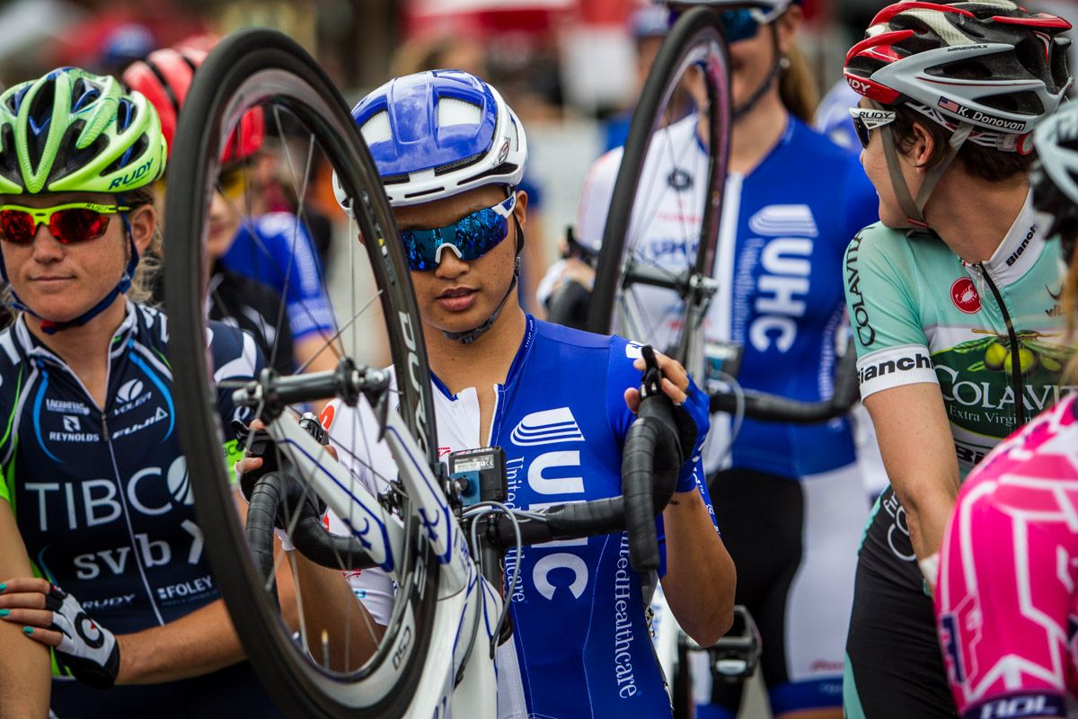 Coryn Rivera (UnitedHealthcare) gets called to the front as the defending champ.