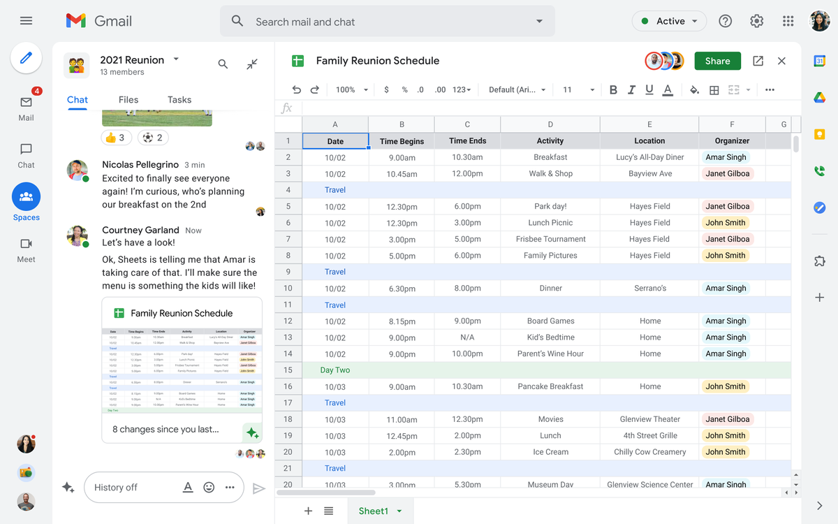 Google&amp;#039;s new Spaces features in Gmail