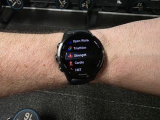 Garmin Forerunner 570 testing in gym