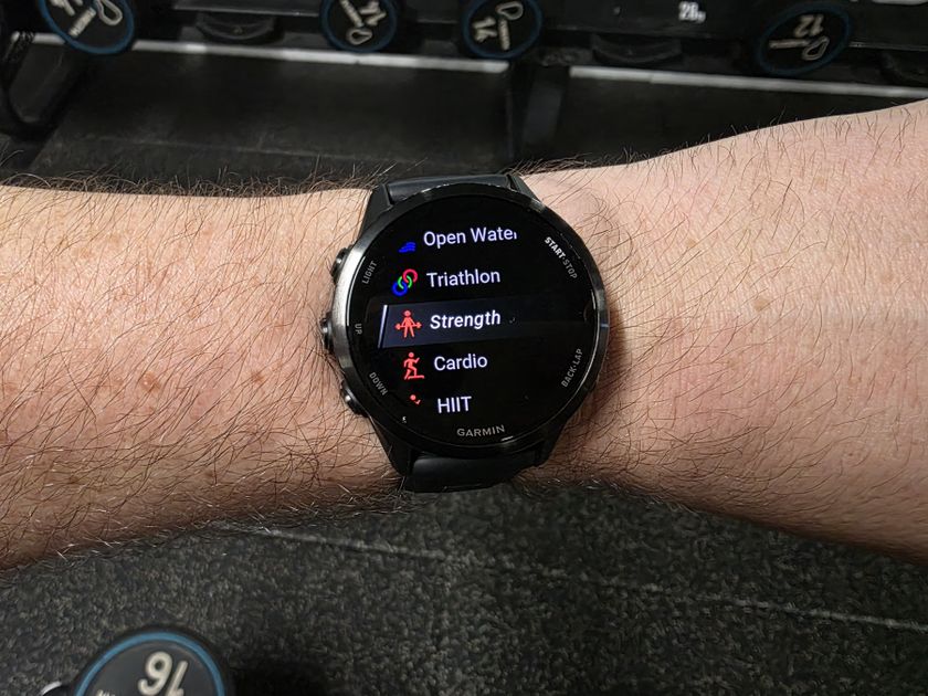 Garmin Forerunner 570 testing in gym