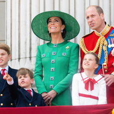 Prince George of Wales, Prince Louis of Wales, Catherine, Princess of Wales, Princess Charlotte of Wales, Prince William of Wales on the balcony during Trooping the Colour on June 17, 2023 in London, England. Trooping the Colour is a traditional parade held to mark the British Sovereign's official birthday. It will be the first Trooping the Colour held for King Charles III since he ascended to the throne.