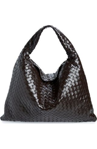 Large Hop Intrecciato Leather Hobo Bag