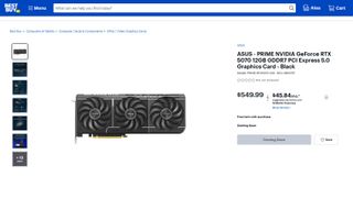 screenshot of Asus RTX 5070 Prime on Best Buy