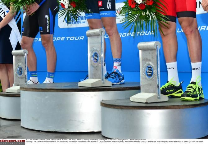 The legs of the podium