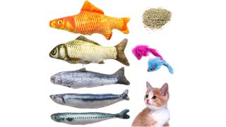 Indoor Cat Interactive Swimming Fish Toy- Best Water Cat Toy for Indoor Cats,  Play Fishing, Good Exercise, Drink More Water, led Light, Battery Included  (Swimmi…