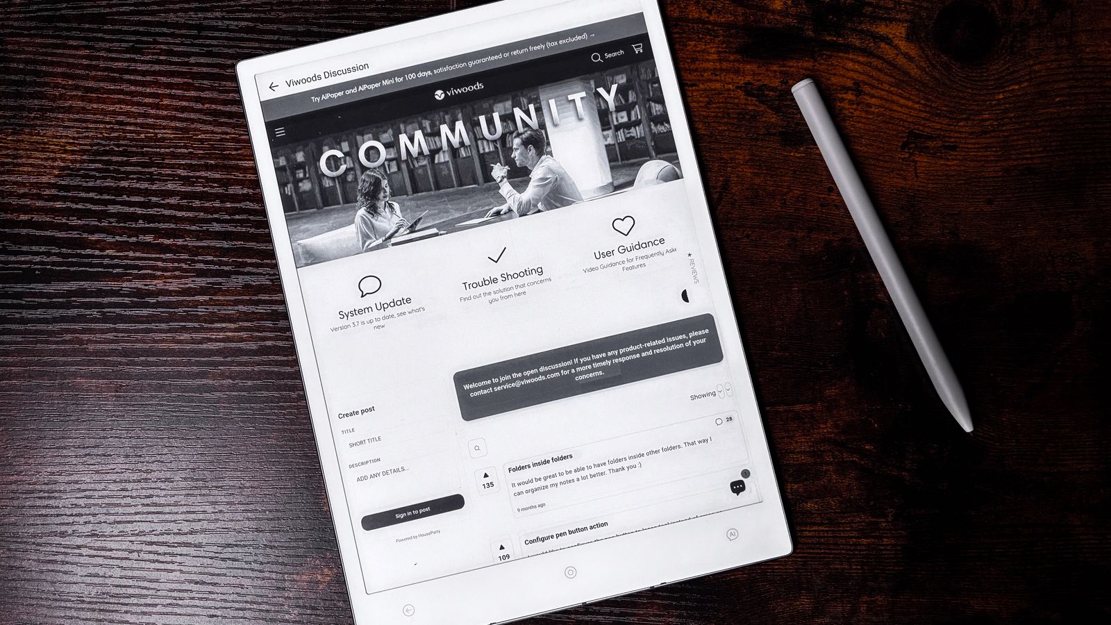 The community page on the ViWoods AiPaper