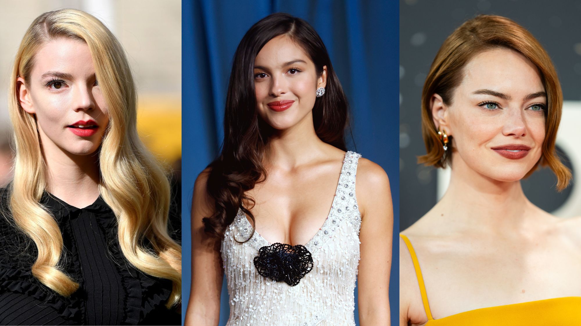 Anna Taylor-Joy, Olivia Rodrigo and Emma Stone all seen with deep side partings
