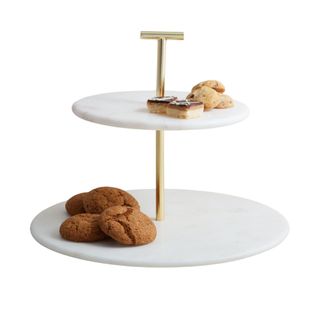 Madison Marble & Brass 2-Tier Cake Stand