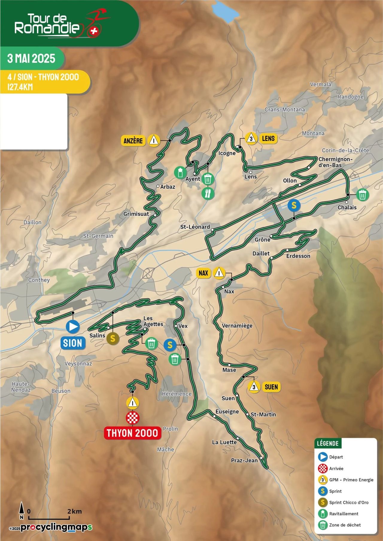 Tour de Romandie 2025 route maps and profiles