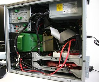 Inside of the FX530 with Crossfire graphics card setup.