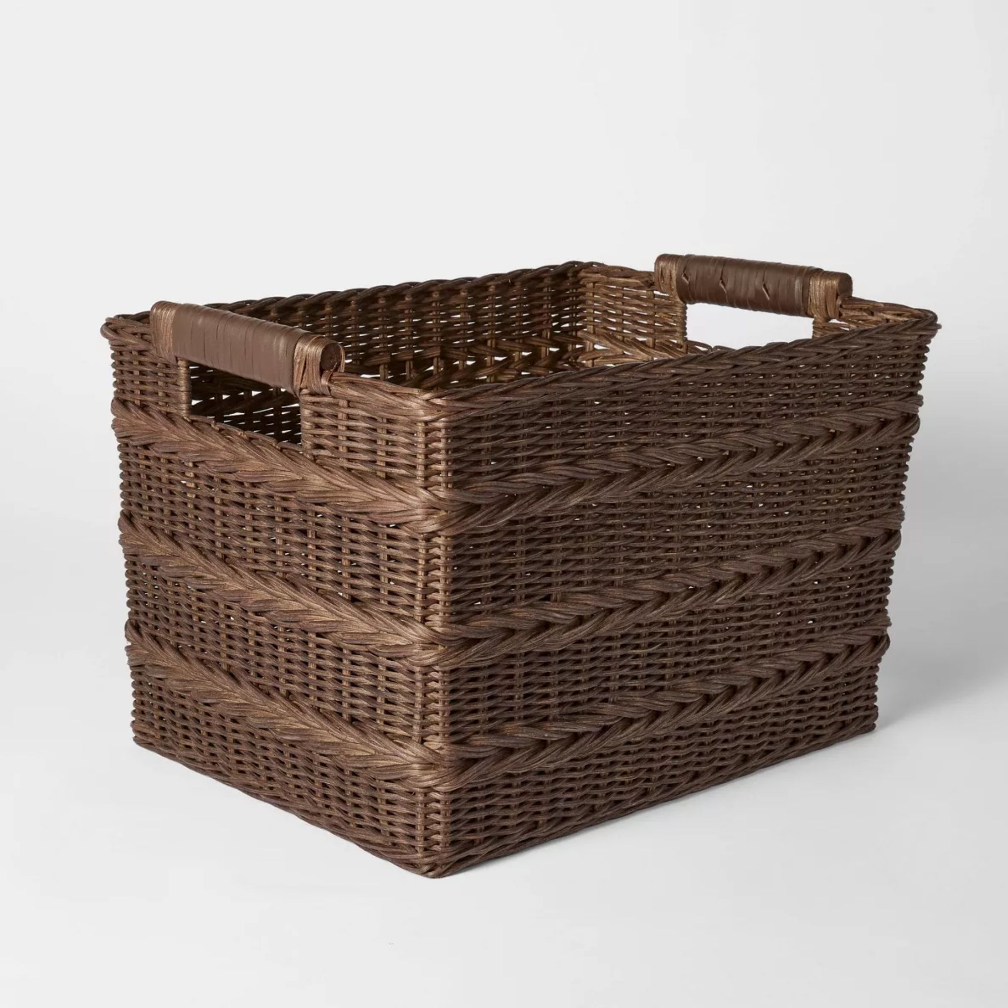 Rectangle Rattan Decorative Basket Dark Brown
