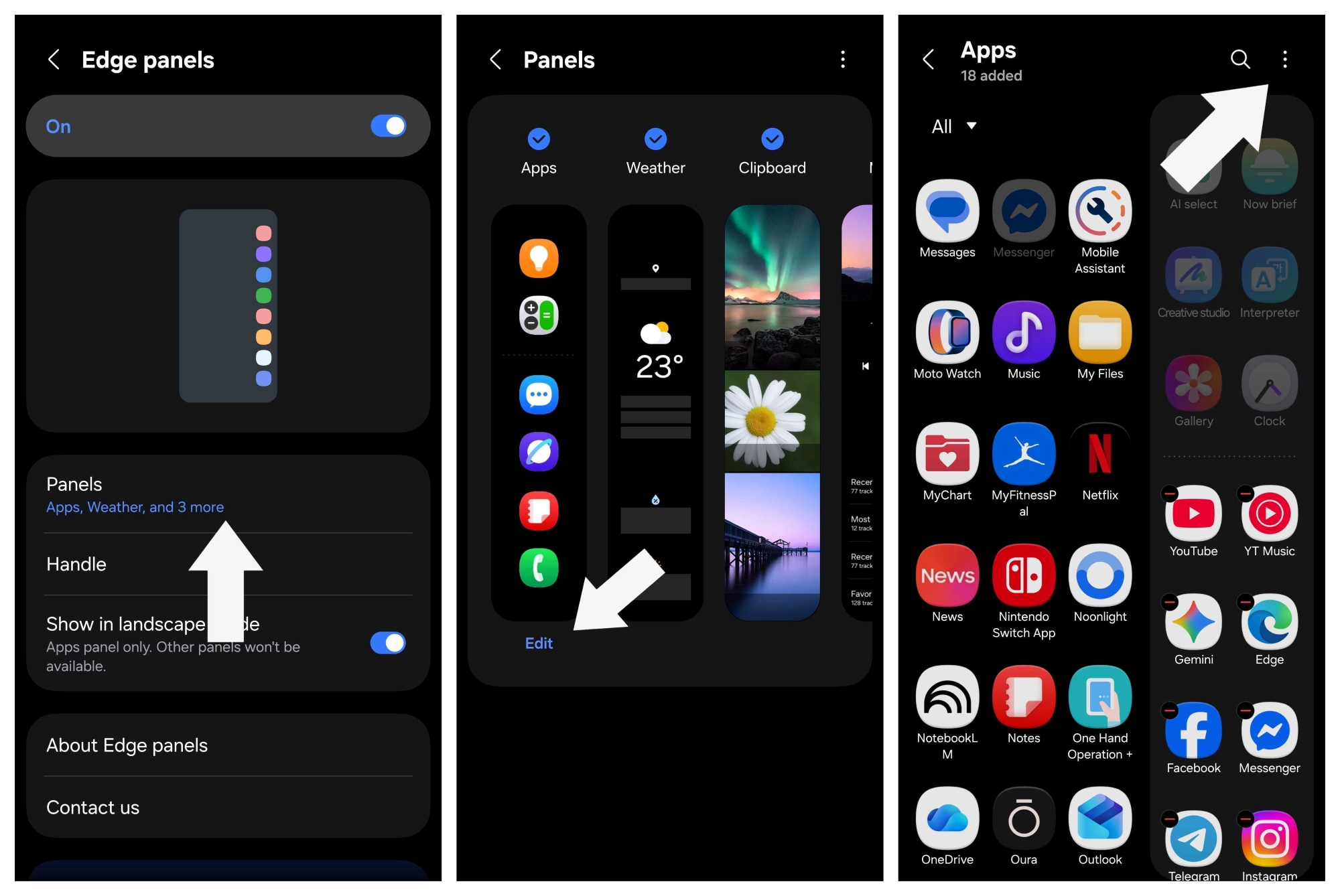 Activating and customizing the Edge Panel on a Galaxy S26