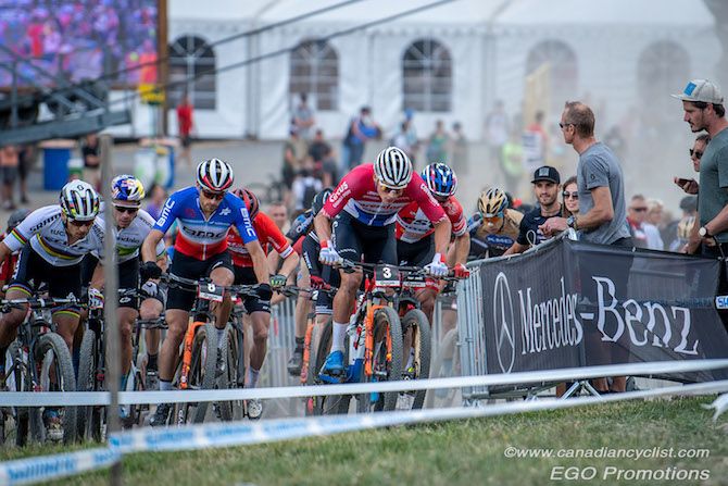 Mathieu van der Poel (Corendon-Circus) goes to the front late in the final 300 metres