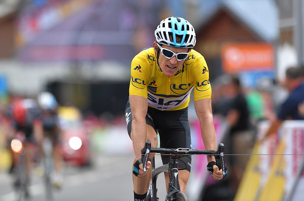 Geraint Thomas (Team Sky) finished second on stage 6 at the Criterium du Dauphine