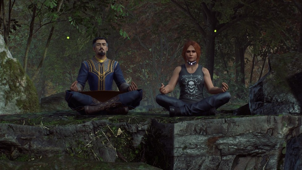Doctor Strange and The Hunter, meditating.