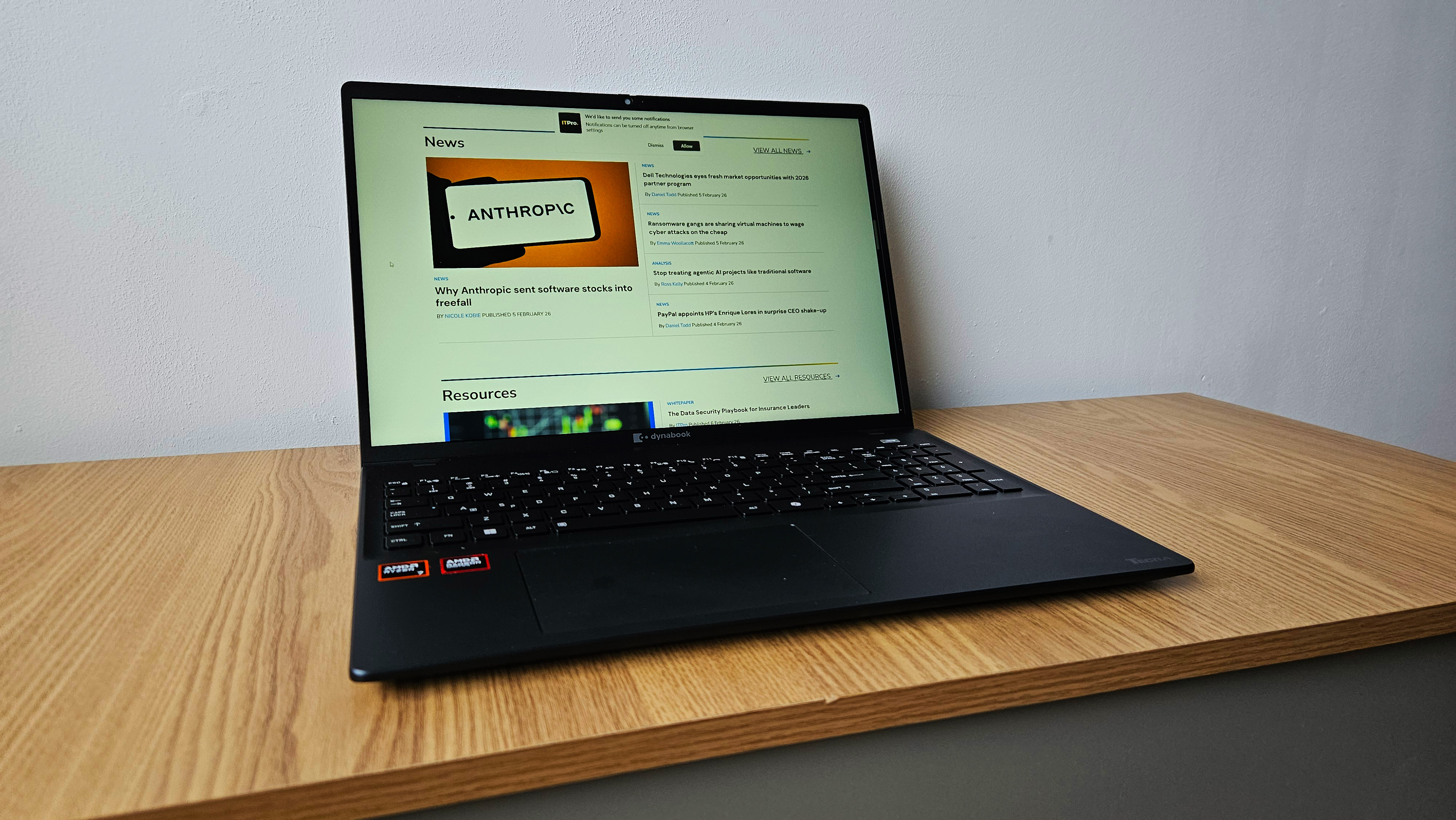 The Dynabook Tecra A65 M on a desk