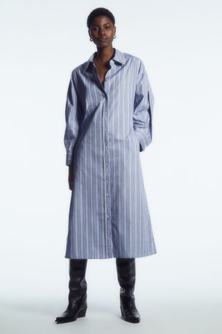 Pinstriped Shirt Dress