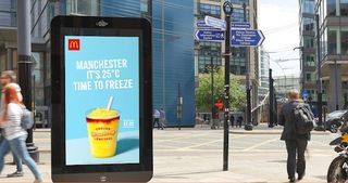 McCafé Iced OOH advertising digital billboard personalised to UK cities