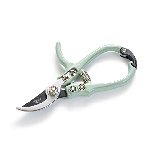 Modern Sprout Hand Pruners - Lightweight Pruning Shears W/easy Lock- Gardening Scissors - Bypass Sharp Carbon Steel Blade - Rust Resistant - Garden Tools - Plastic-Free Reusable Holster - Green
