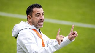 Netherlands manager Xavi Hernandez takes team training ahead of Nations League games