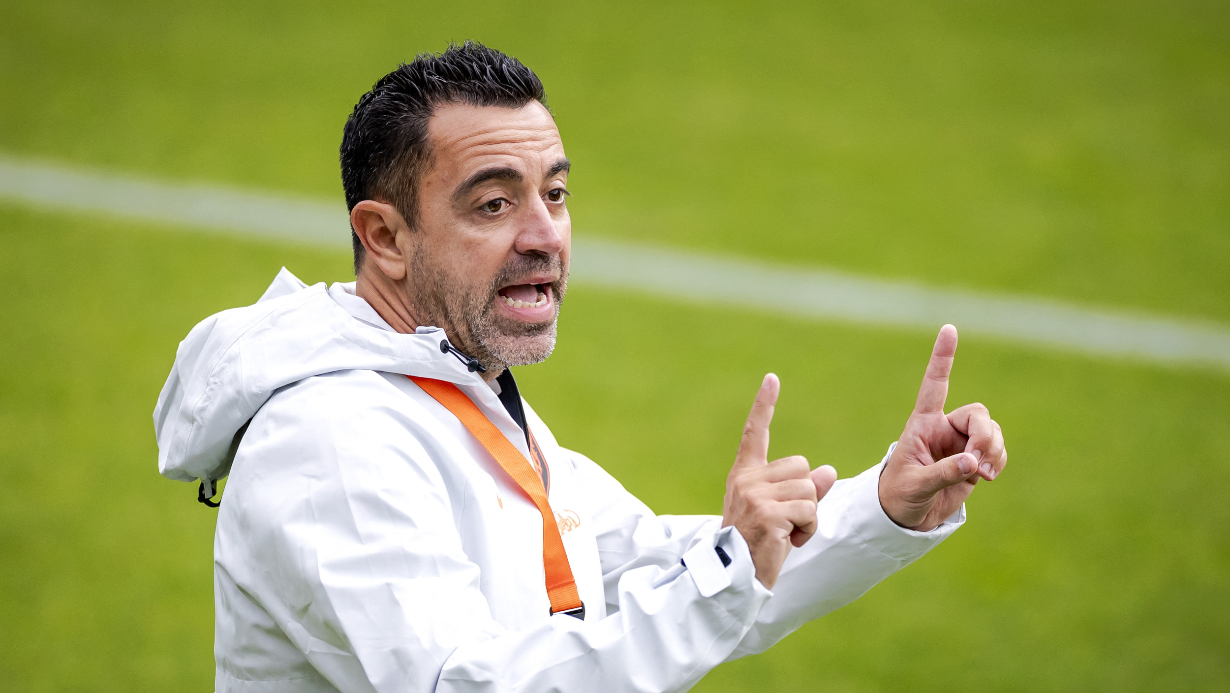 Netherlands manager Xavi Hernandez takes team training ahead of Nations League games