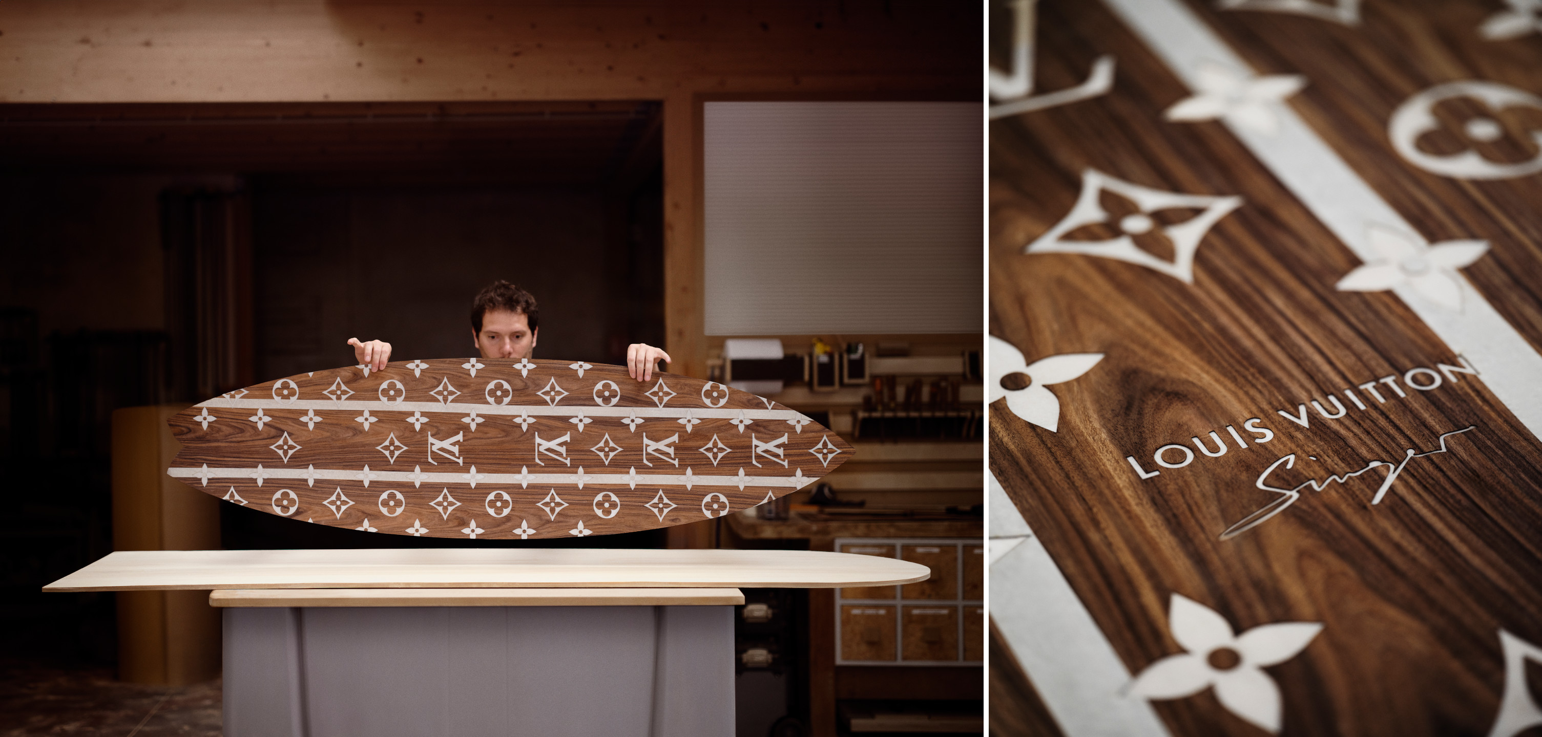 The Louis Vuitton surfboard was crafted in France and finished in California