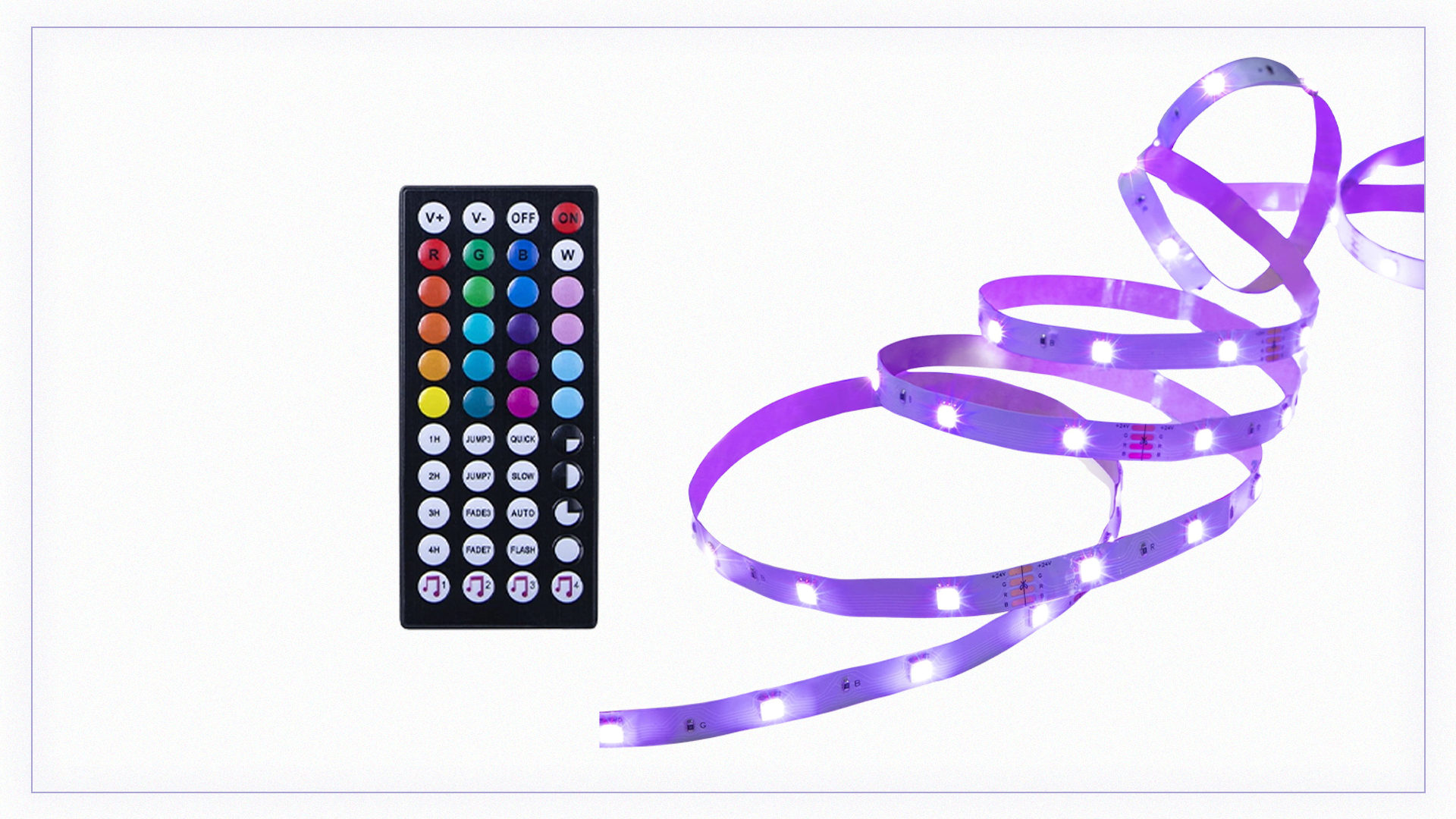 On.  Multi-color LED light strip