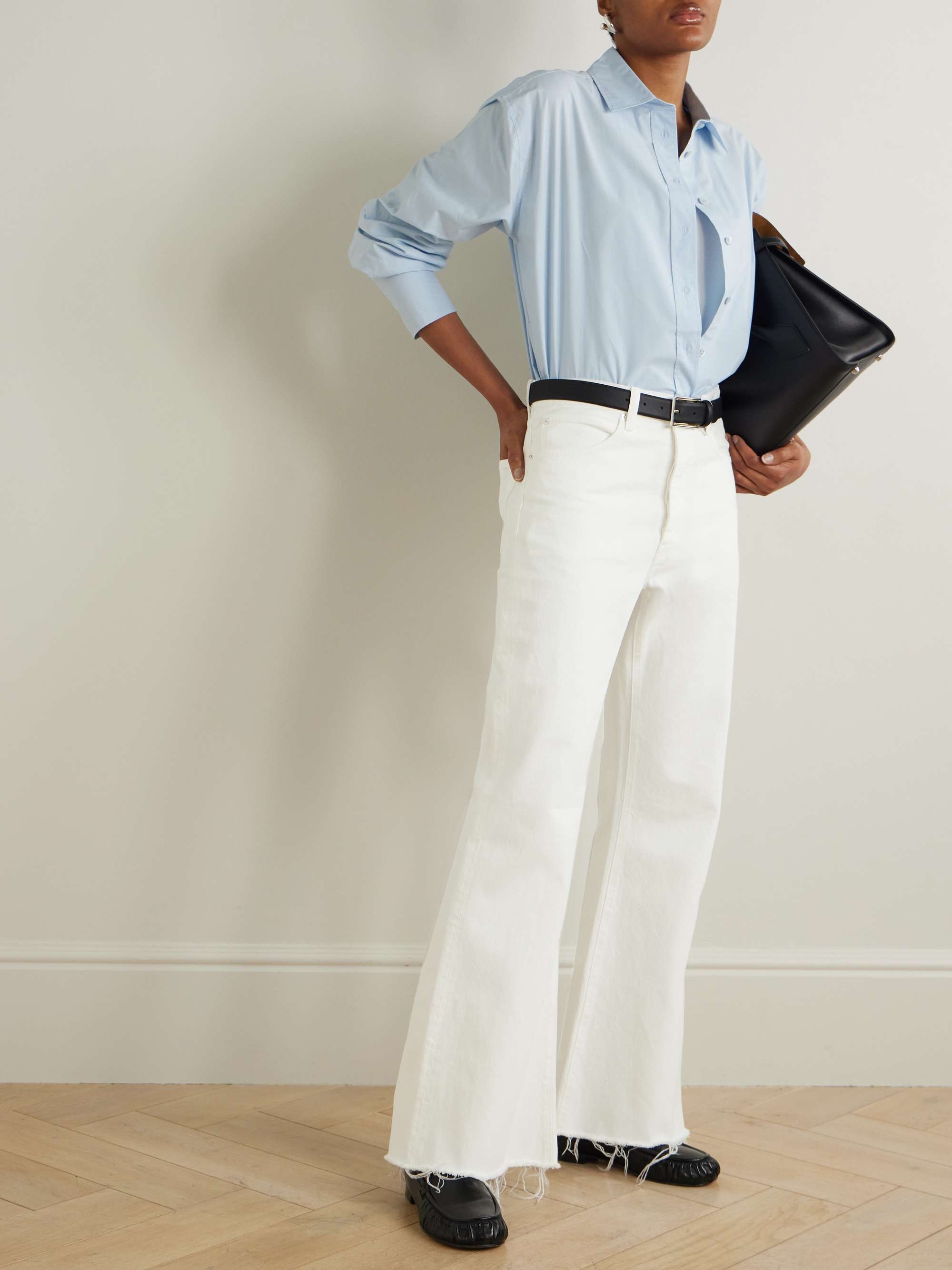 The Lax Distressed Mid-Rise Flared Jeans