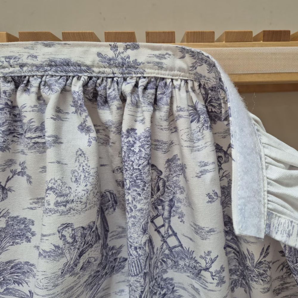 Blue Toile Self-Adhesive Sink Skirt
