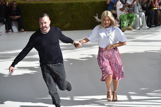 PARIS, FRANCE - JUNE 23:Kim Jones (L)walks the runway during the Dior Homme Menswear Spring/Summer 2019 show as part of Paris Fashion Week on June 23, 2018 in Paris, France.(Photo by Stephane