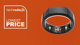 The Oura Ring Gen 3 on an orange background with text saying Lowest Price.