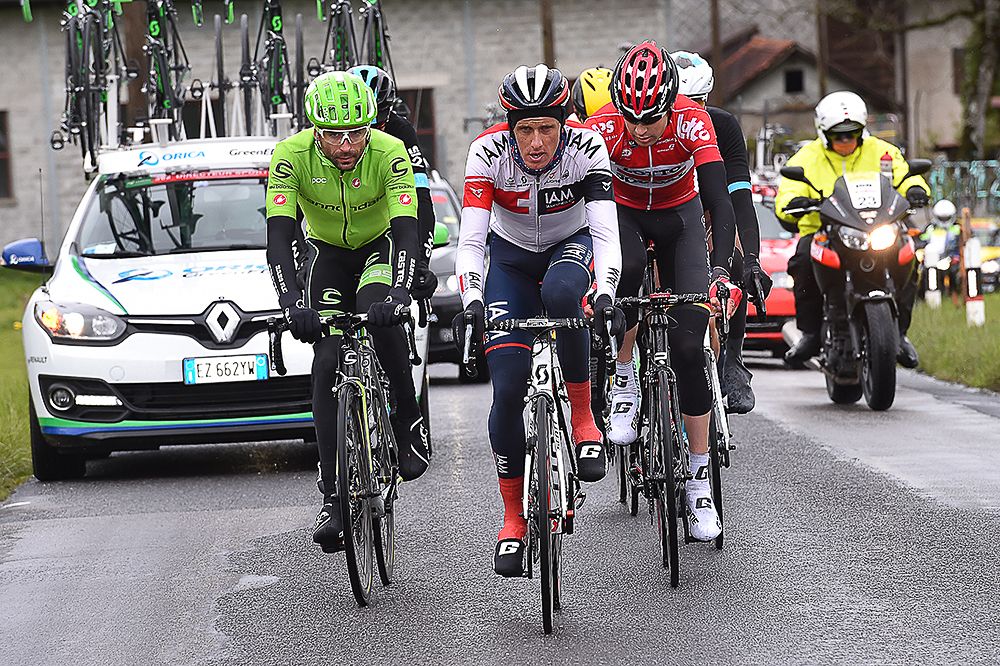 Jerome Coppel leads the breakaway group