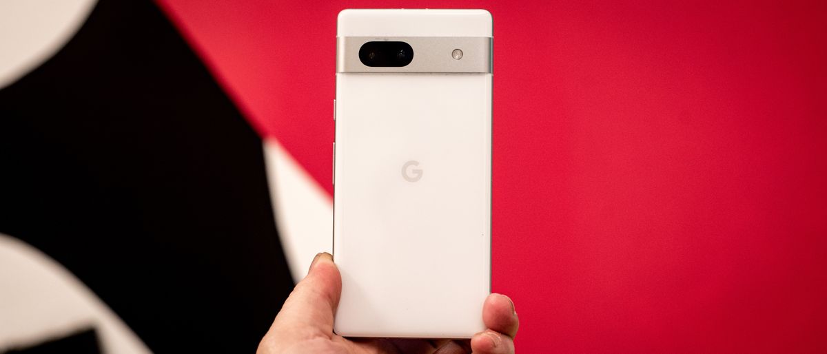 Google Pixel 7a phone showing screens camera and Android 13