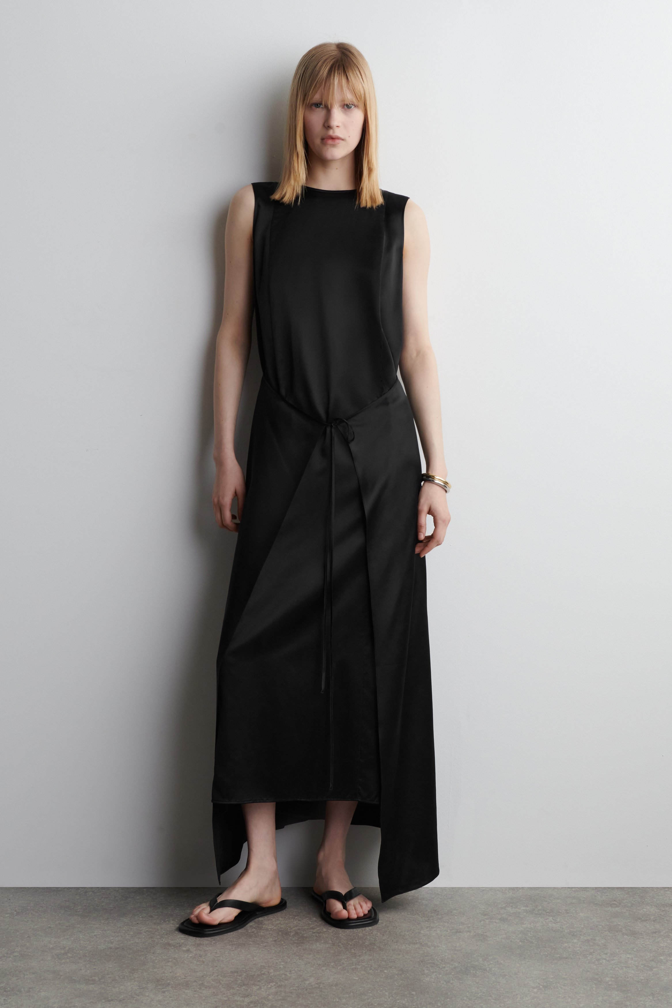 Wrap-Front Silk Maxi Dress