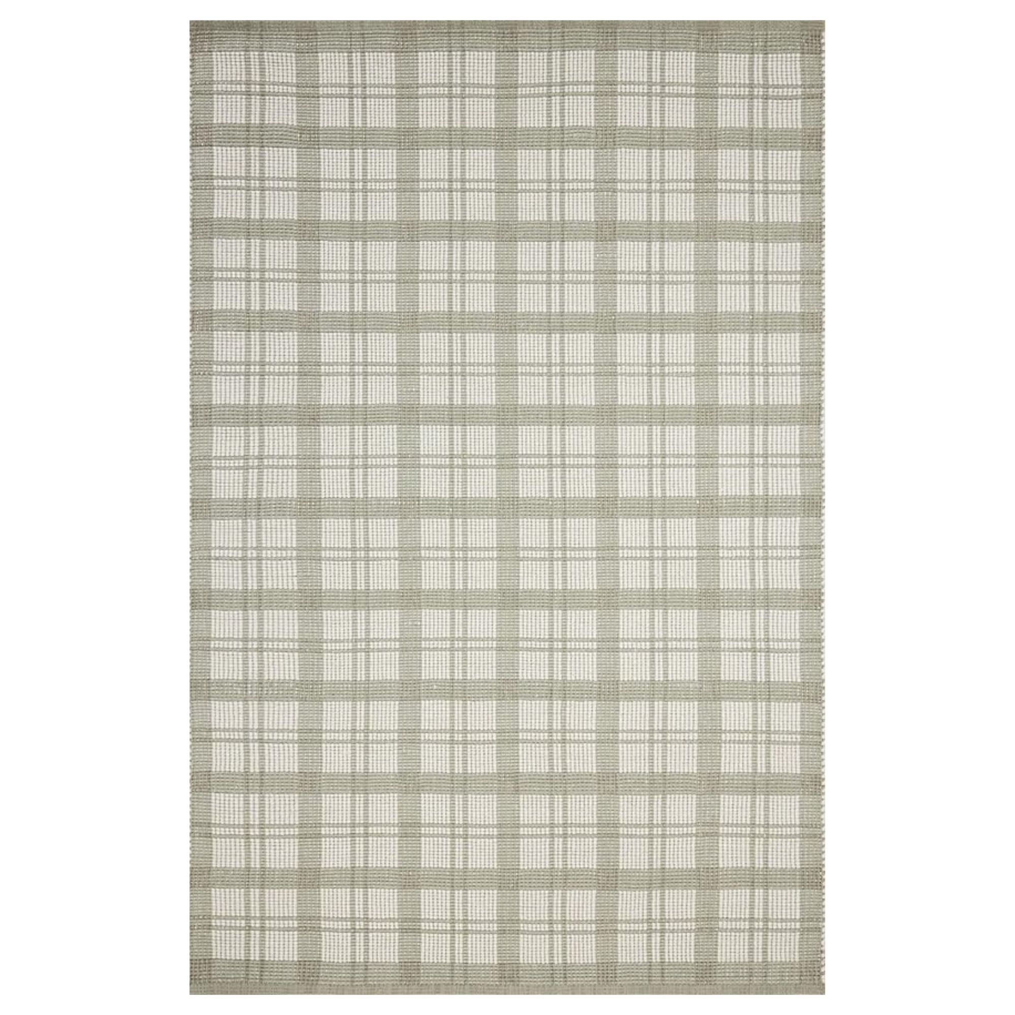 Checked green and cream rug