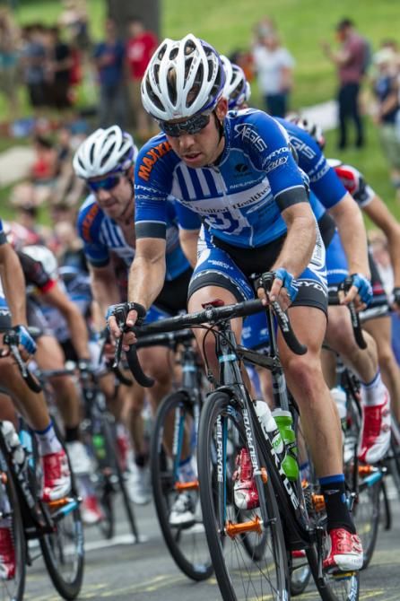 Jonny Clarke (UnitedHealthcare) leads his team as the laps start to dwindle