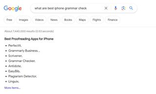 google grammar check gets confused by best iphone search terms