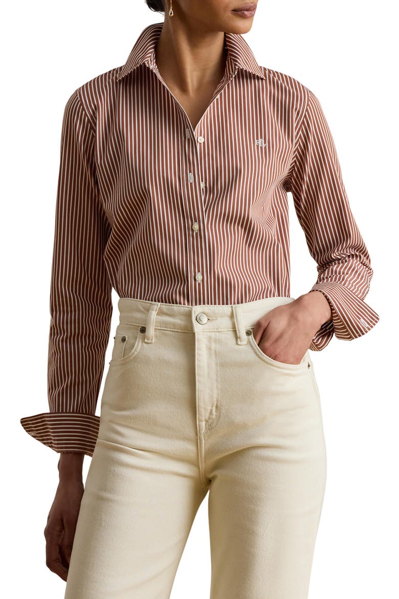 Lauren Ralph Lauren Classic Fit Stripe Cotton Broadcloth Button-Up Shirt