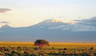 A view of Mount Kilimanjaro at sunset
