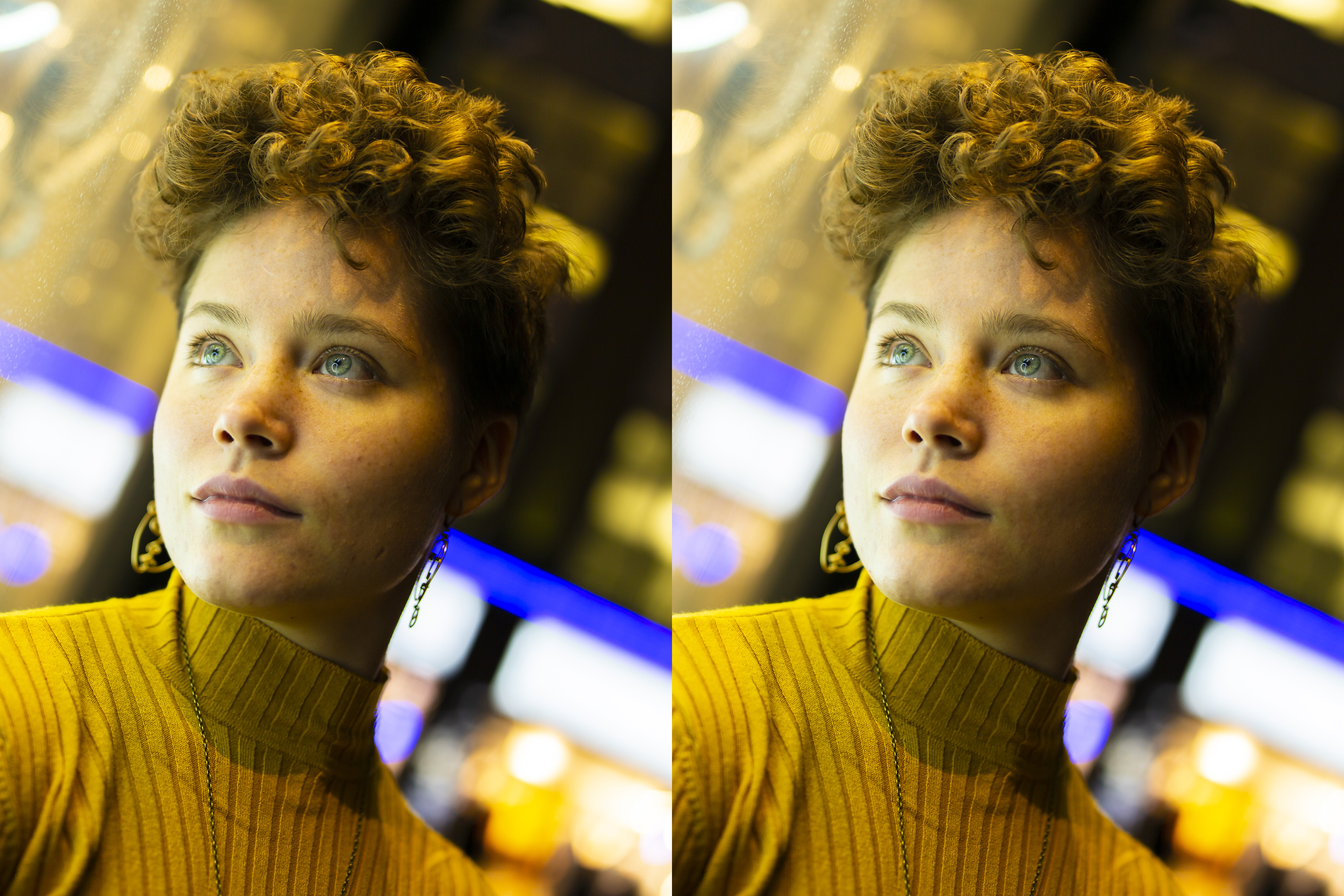 Here you can see the original image on the left and our edit with smoothed skin on the right