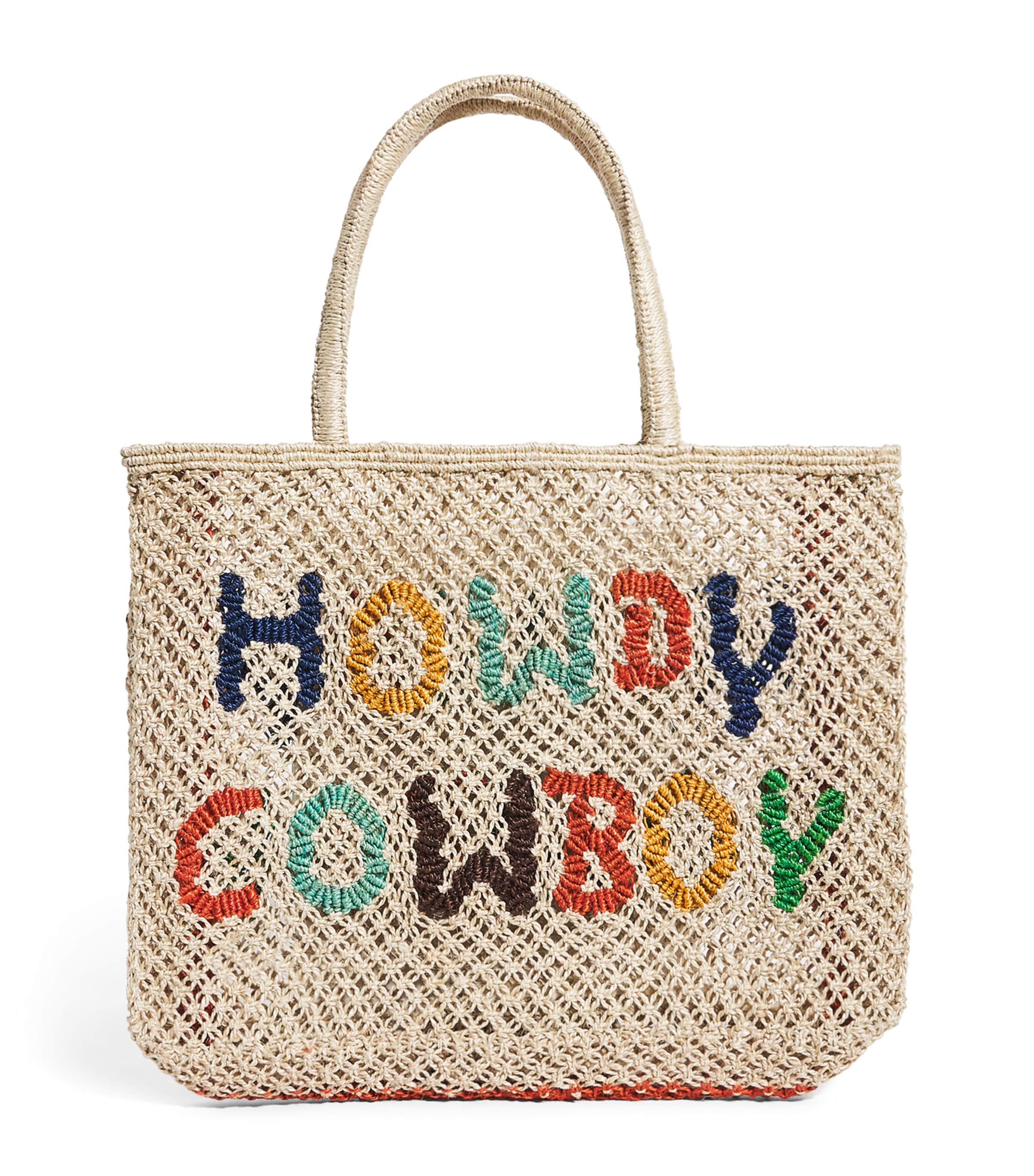 Small Jute Howdy Cowboy Tote Bag