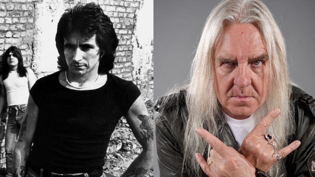 Bon Scott in 1977, Biff Byford in 2010