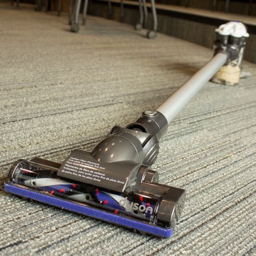 The brush roll on the V6 easily converts for both carpeted surfaces and hardwood and won't scuff your hardwood floors.