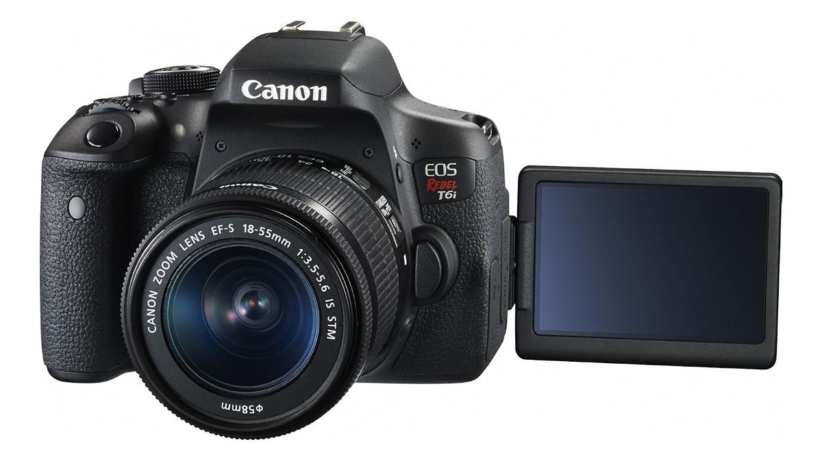 Canon EOS Rebel T6i against a white background