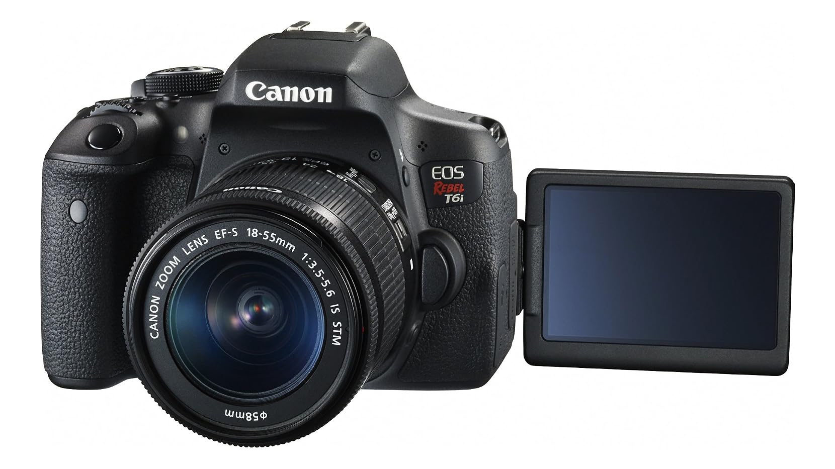 Canon EOS Rebel T6i against a white background