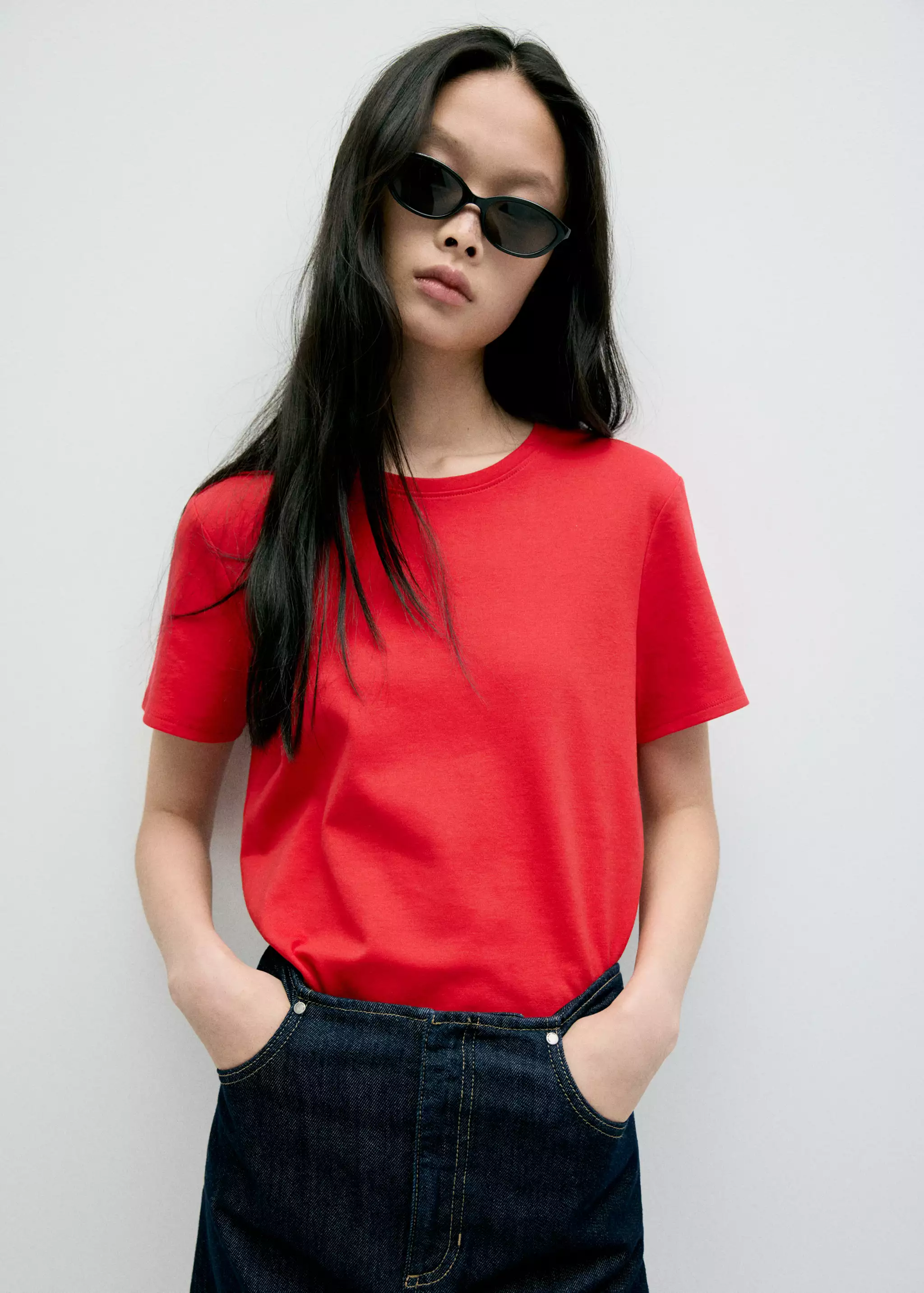 100% Cotton Round Neck T-Shirt - Women | Mango Usa