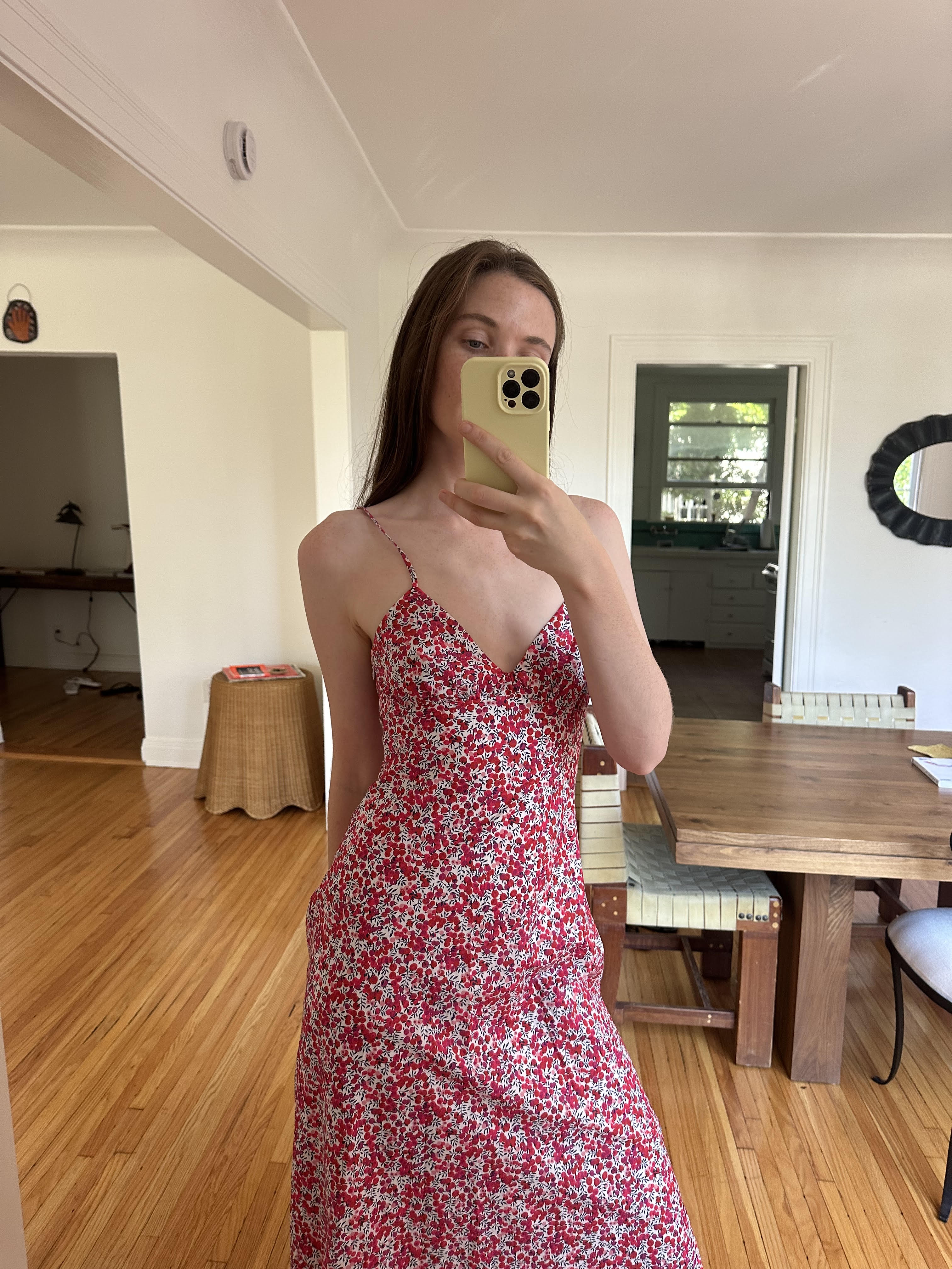 Grace O'Neill Dougherty models Cleo's Story floral dress